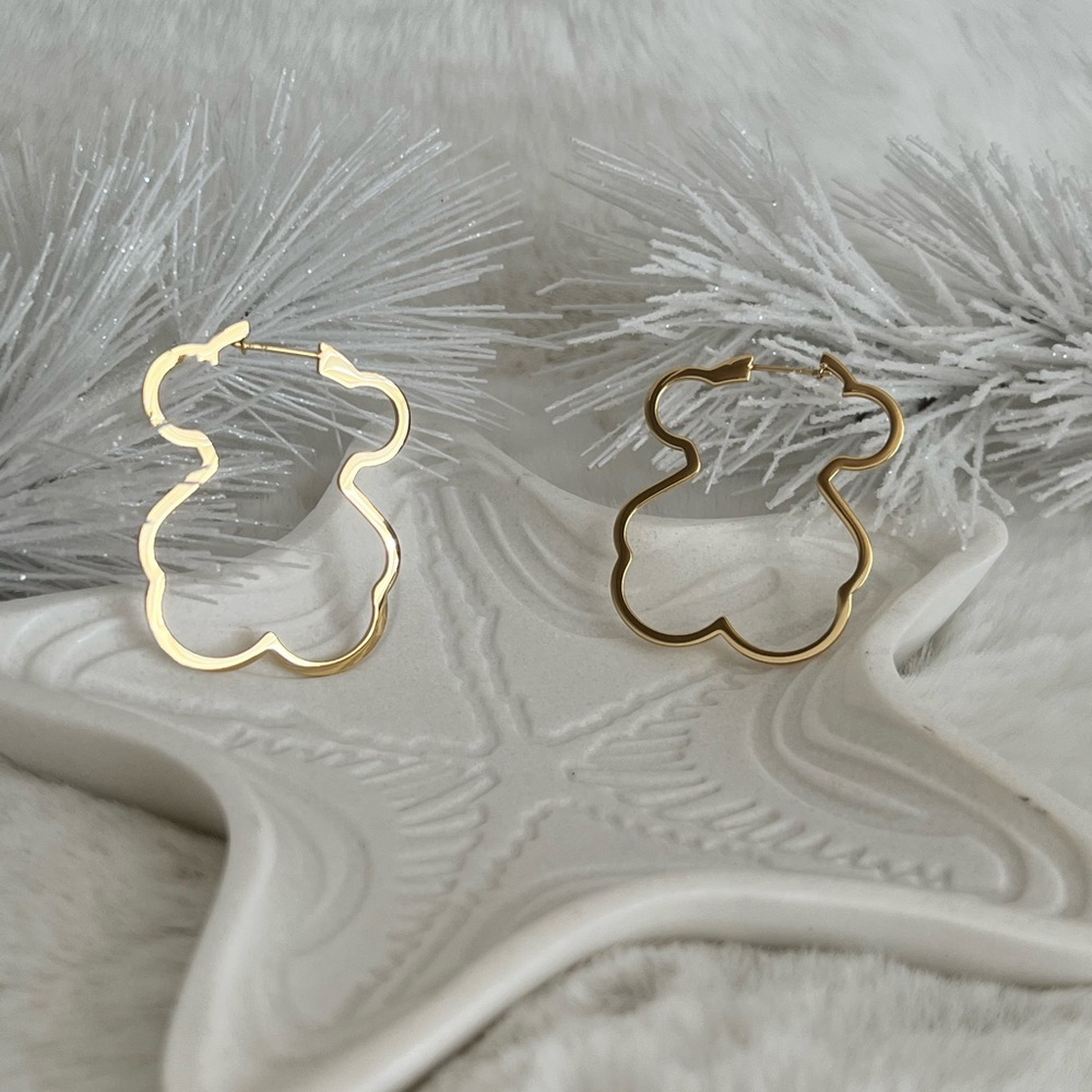 Teddy Bear silhouette endless hoops earrings - Picture 3 of 4